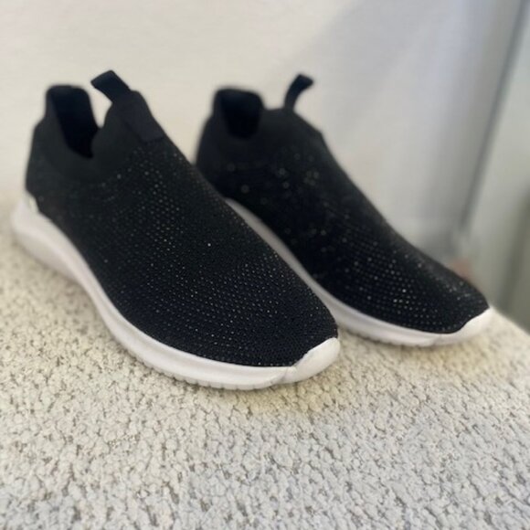 Anne Klein "Mylee" Studded Black Sock Slip on Sneaker - Picture 1 of 5